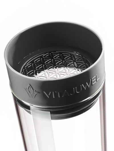 VitaJuwel Sana Crystal Water Carafe, COURAGE, Lava Black