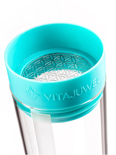 VitaJuwel Sana Crystal Water Carafe, FLOW, Ocean Blue